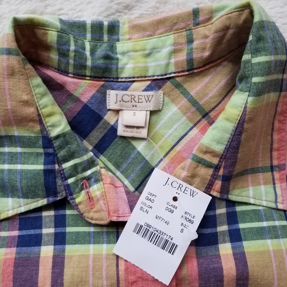 J.Crew Factory Summer Plaid Shirt sz S NWT - Picture 2 of 3